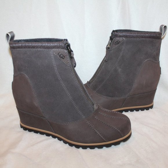 NIB UGG WOMEN'S WEDGE REGGIE SUEDE ZIP UP ANKLE BOOTS - Picture 6 of 8